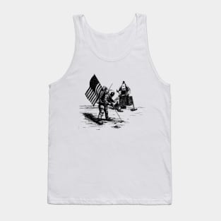 Astronaut Putting the American Flag On the Moon Tank Top